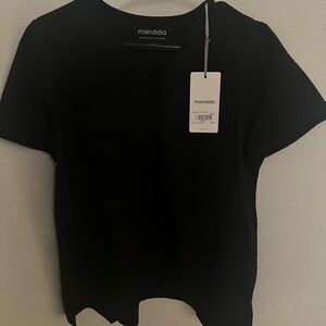 Mandala black maternity scrub top, small, brand new with tags